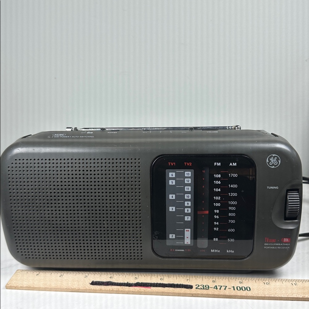 Vintage GE 2 Way power AM/FM Radio 24hourweather portable receiver TV sound 4b - Picture 14 of 15